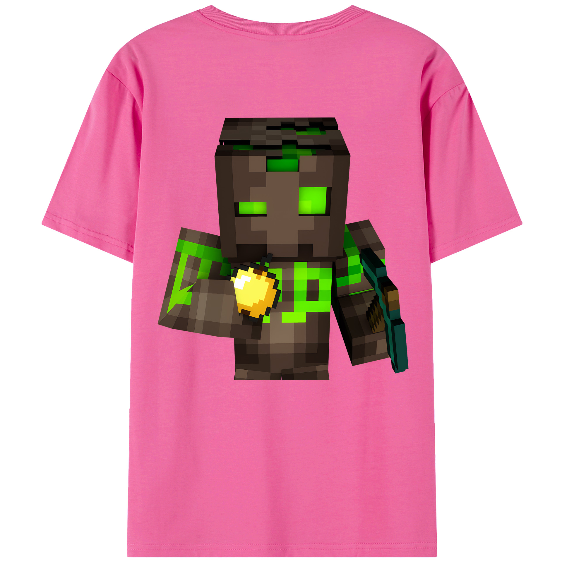 （画像用） マインクラフト ブロックの世界 Minecraft MC Block world レディース半袖Tシャツ(バックプリント)